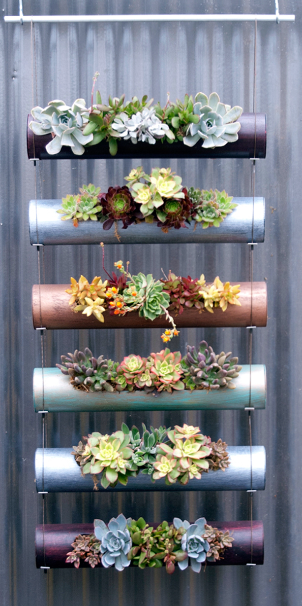 How to make a fun hanging succulent garden with modular cylinders - love this DIY idea!