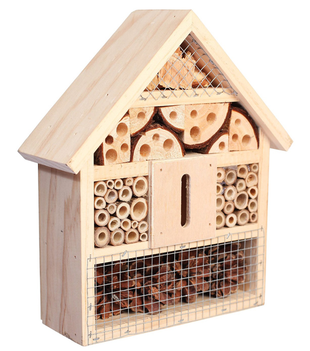 Ladybirds Lacewings and Butterflies Untreated Small WILDLIFE FRIEND Insect Hotel with Bark Roof Natural Wood Insect House for Bees Bee Hotel and Nesting Aid for Hanging 